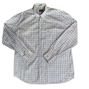 PAUL & SHARK Yachting Long Sleeve Shirt Mens 44 XL Silver Collection Check EUC